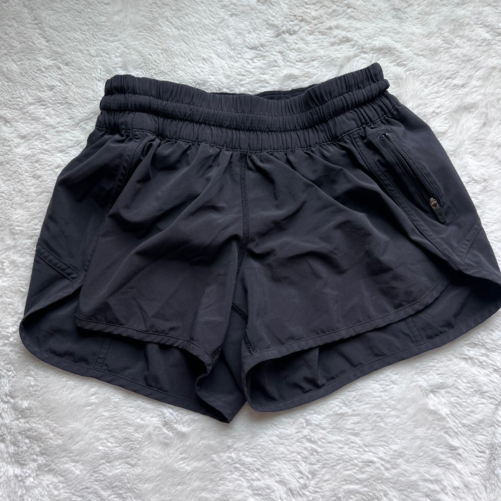 Lululemon Tracker Short V 4" Black Athletic Running Shorts Size 8 LW7AA9S